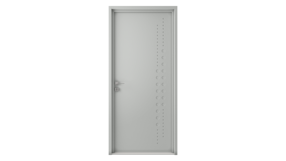 Porte d'entrée acier RENOTE Porte grise claire avec décoration